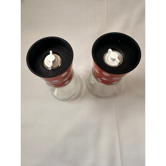 Soul Fino Other - Soul Fine Red White Polka Dot Salt and Pepper Grinder Set Glass Manual‎ Mills 5"